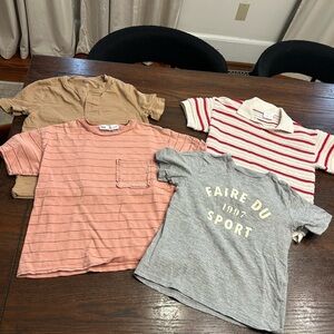 Stylish Zara, GapKids H&M Shirt Set - Tan, Pink, Gray